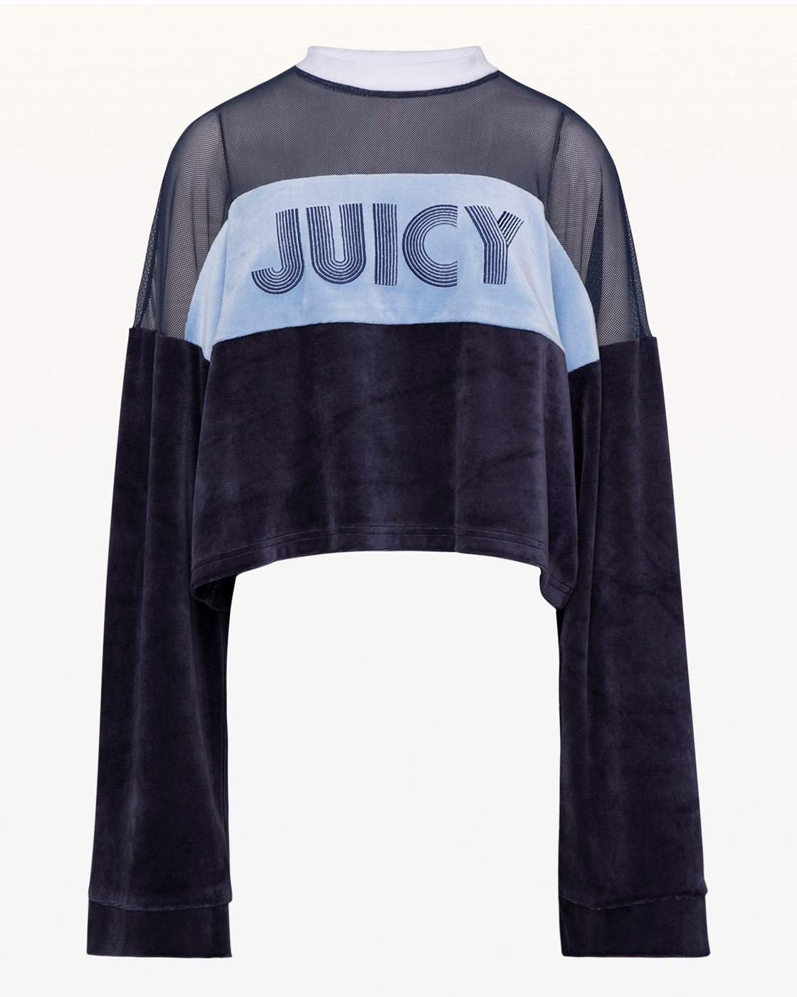 Juicy Couture Lightweight Velour & Mesh Crop Pullover