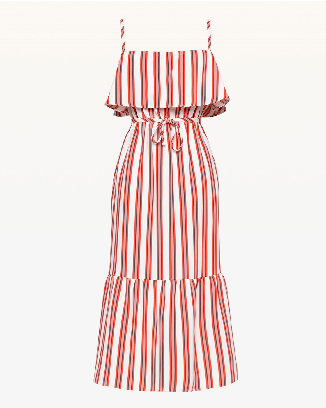 Juicy Couture Bold Stripe Ruffle Midi Dress