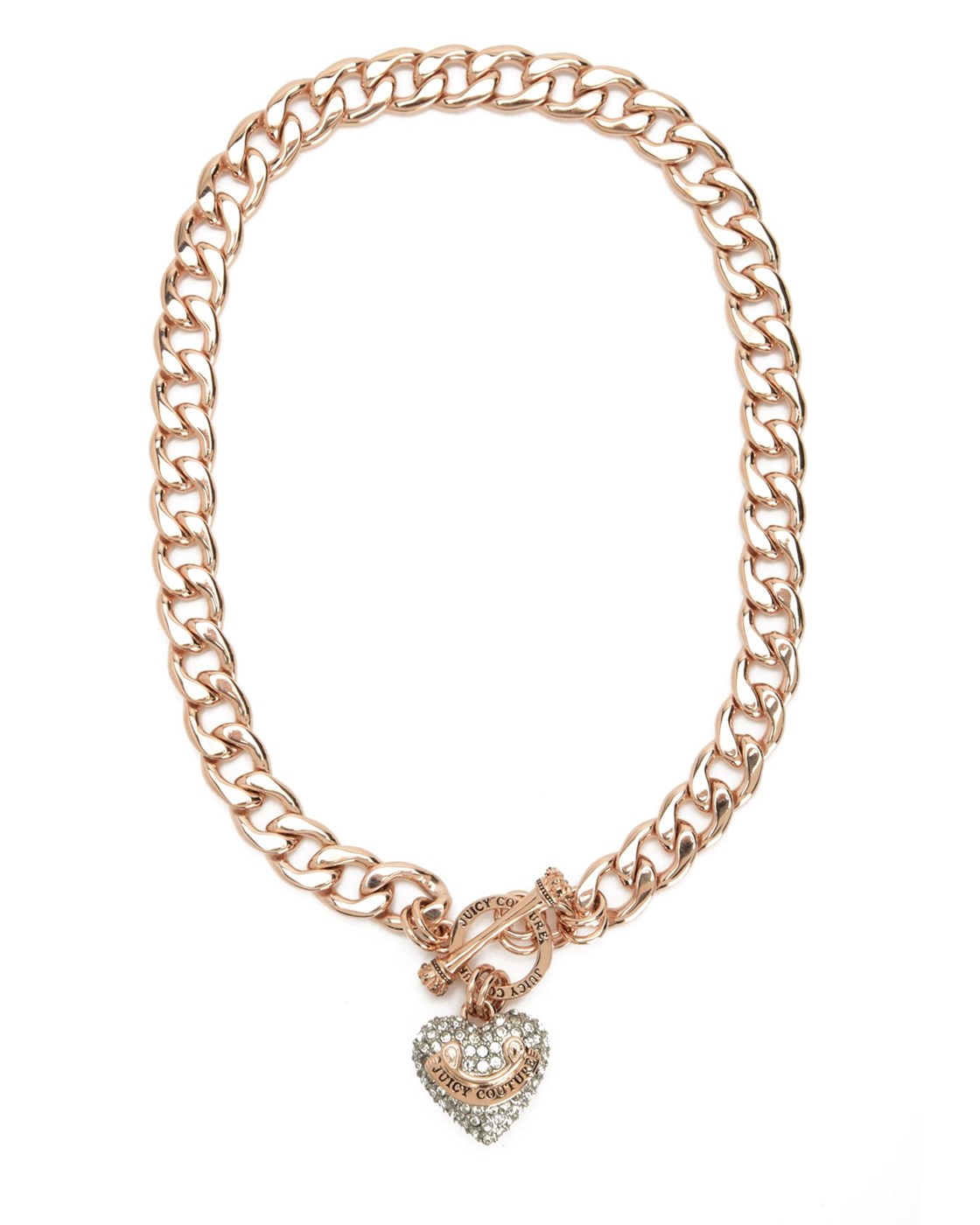 Juicy Couture Pave Heart Banner Logo Starter Necklace