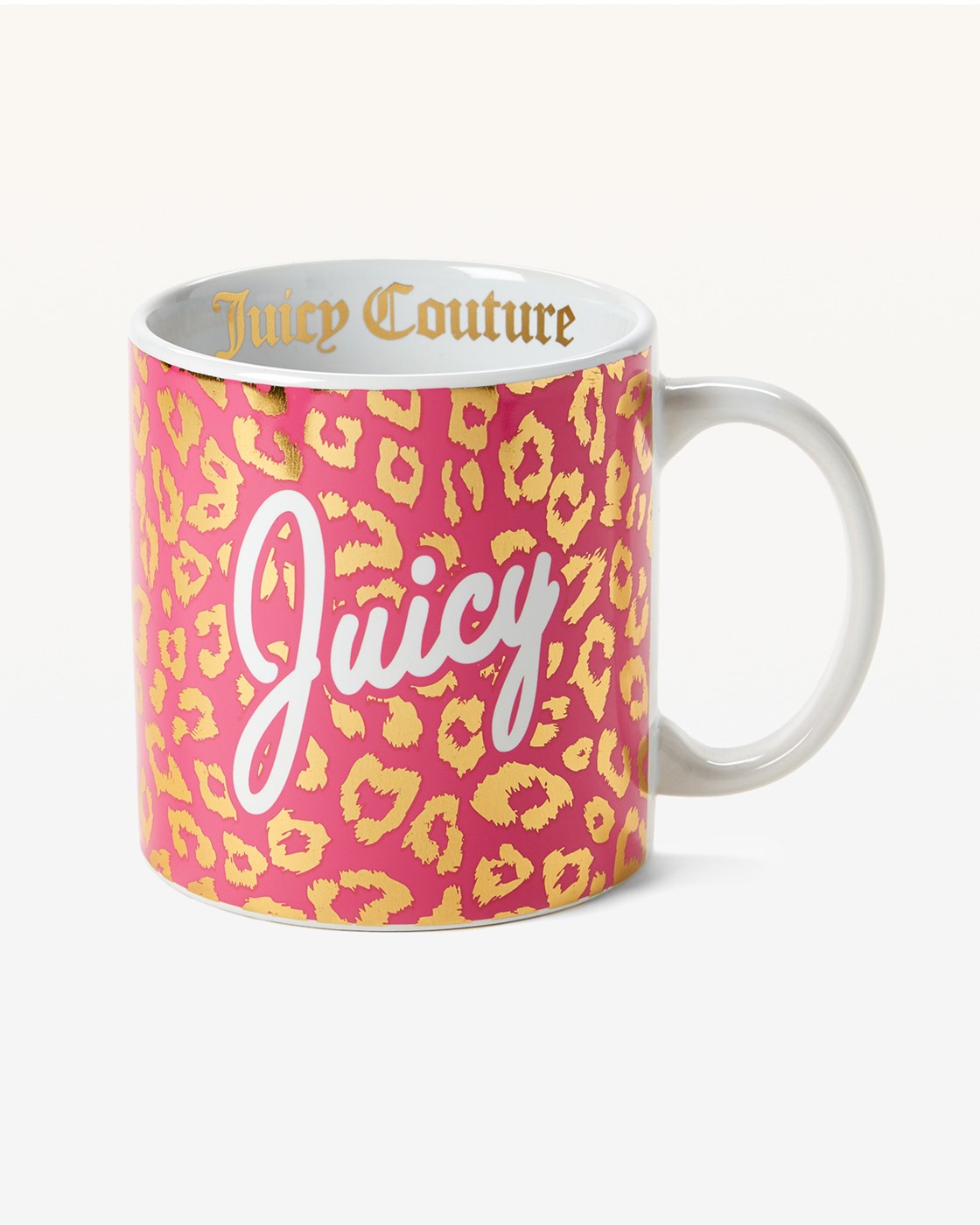 Juicy Couture Pink & Gold Cheetah Ceramic Jumbo Mug