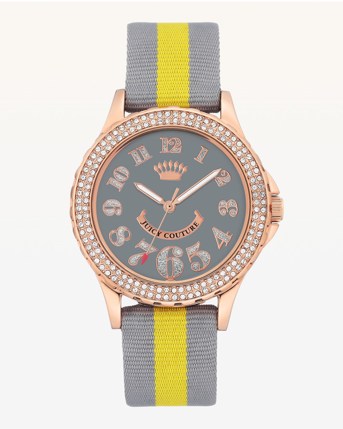 Juicy Couture Grey & Yellow Band Crystal Bezel Watch